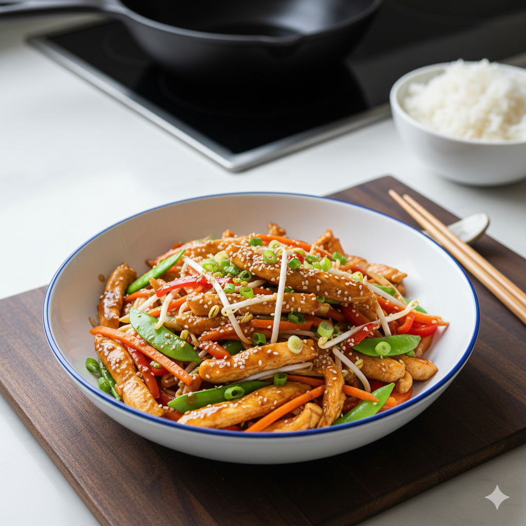 Wok de Poulet aux Légumes Croquants et Sauce Soja (Recette Facile et Rapide)