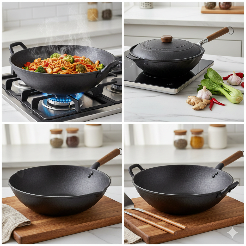 Wok Fonte  32cm Gaz et Induction - Maison Flambé