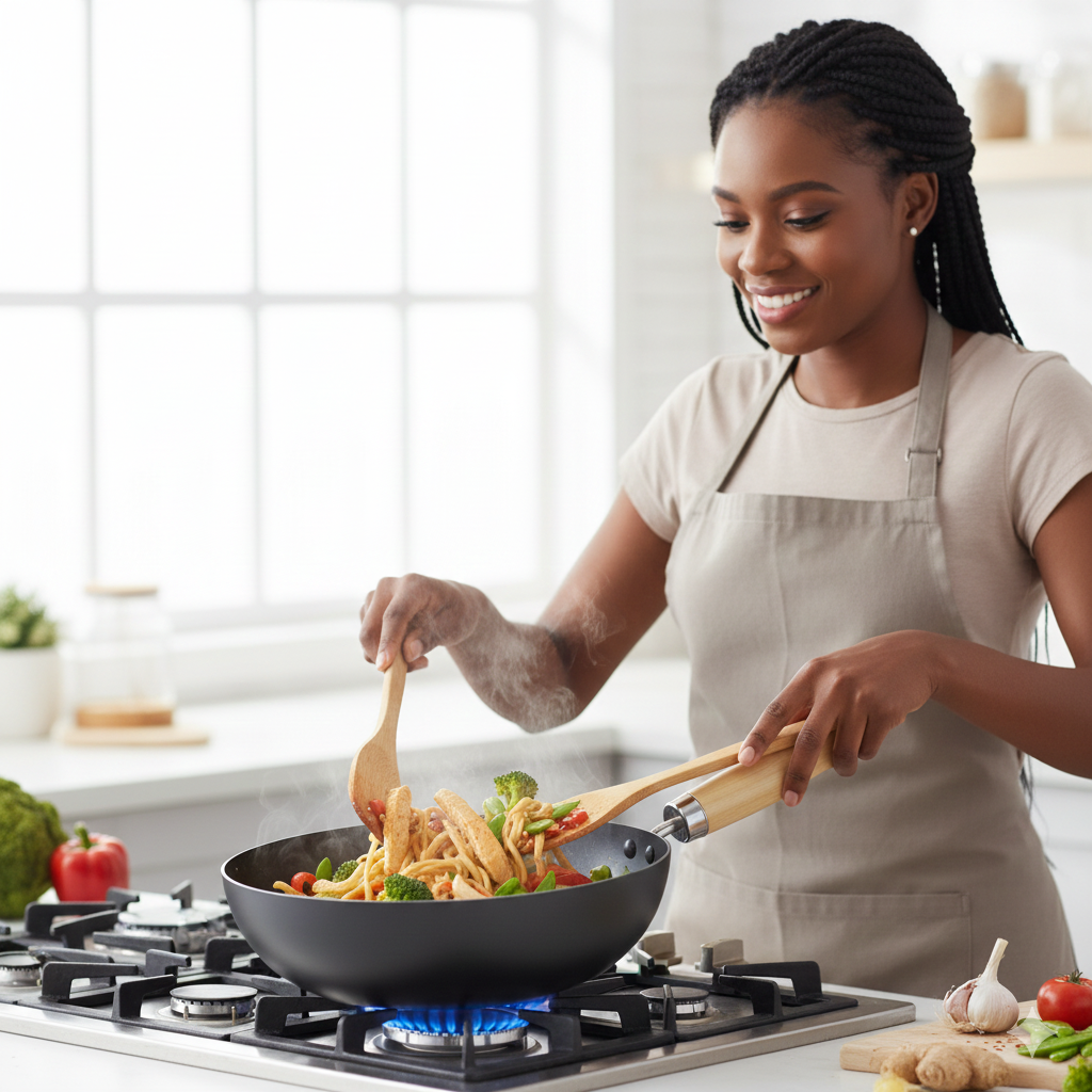 Petit Wok Fonte 20/24cm Antiadhésif - Maison Flambé