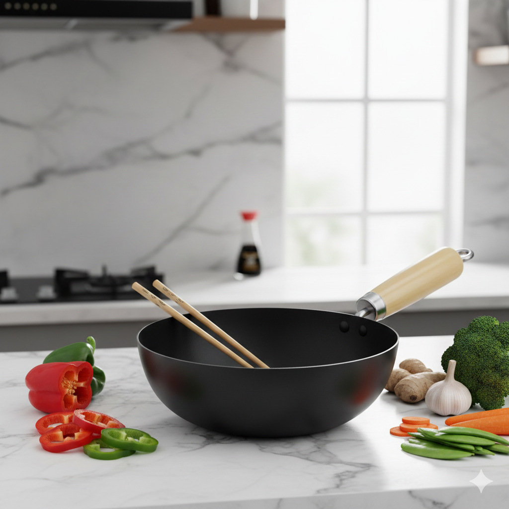 Petit Wok Fonte 20/24cm Antiadhésif - Maison Flambé