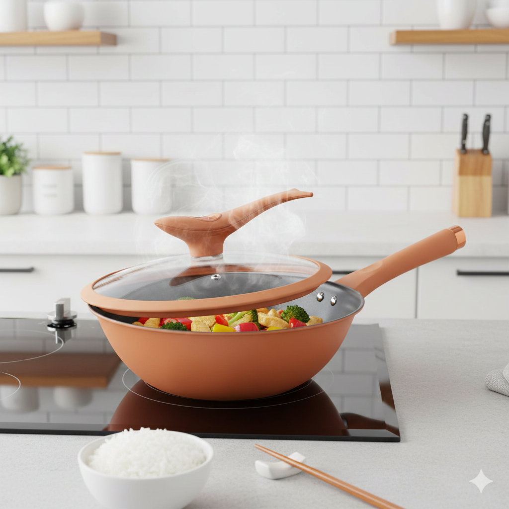 Wok Verre Transparent Antiadhésif Titane - Maison Flambé