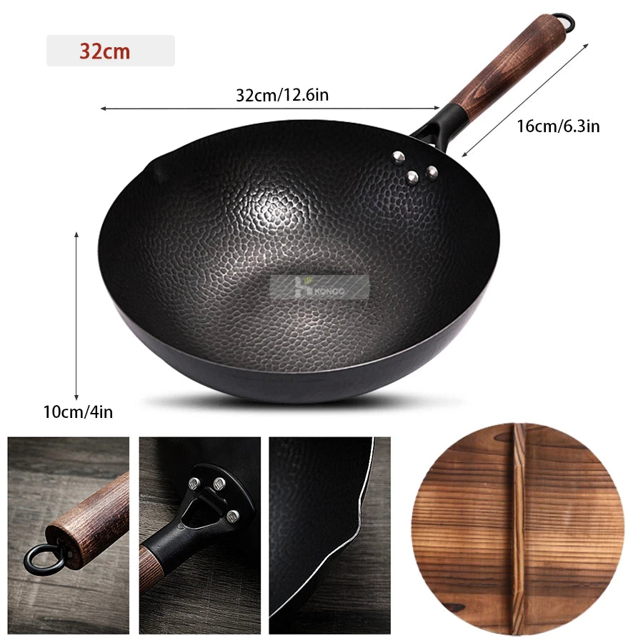 Wok Fonte 32cm Compatible Gaz et Induction