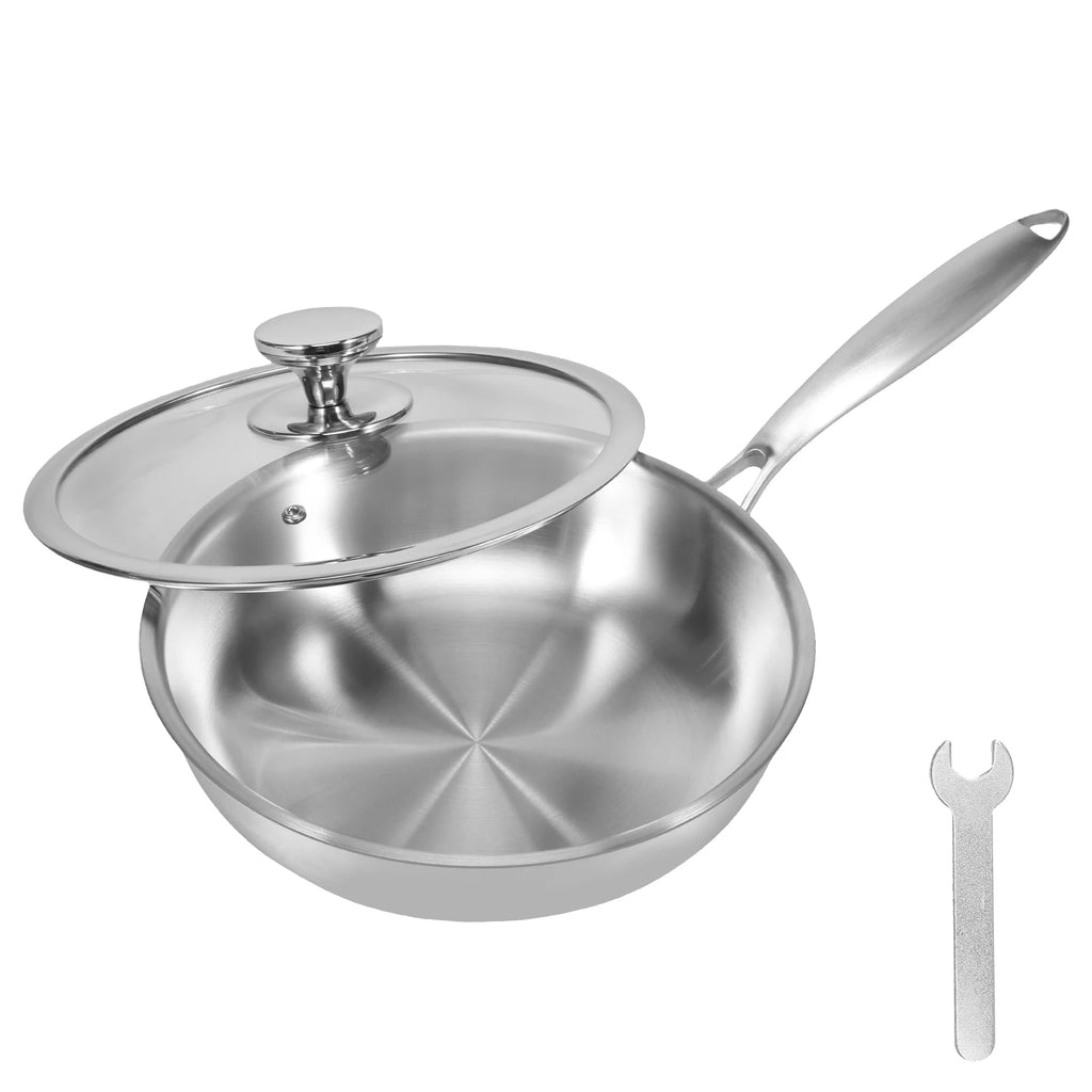 Wok Inox 26cm avec Couvercle Verre - Maison Flambé