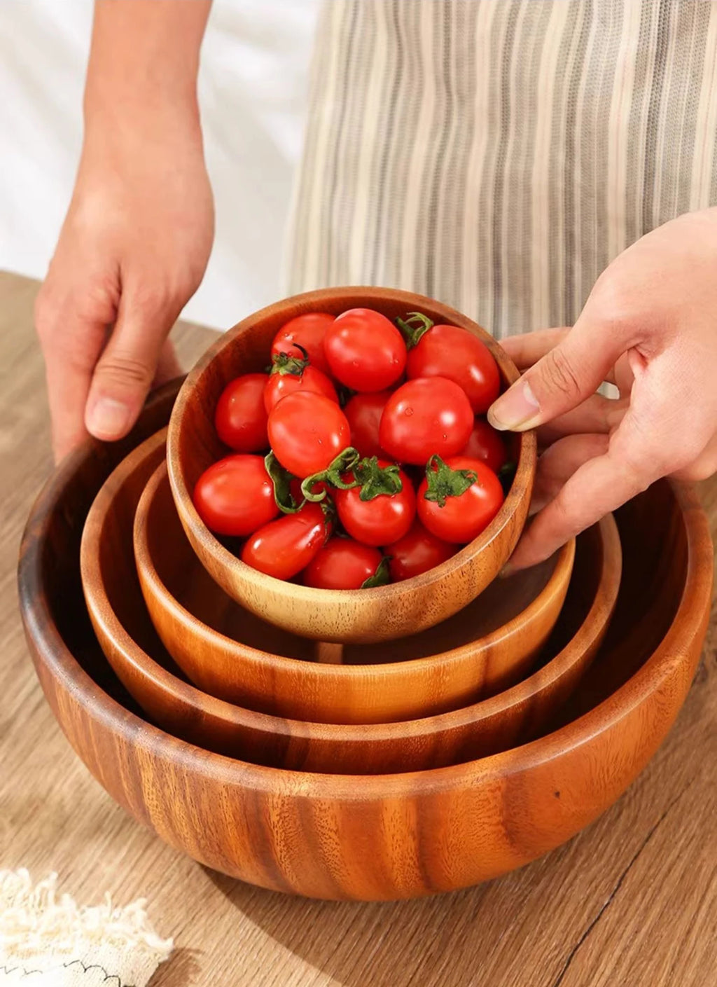 Bol Salade Bois d'Acacia Style Japonais - Maison Flambé
