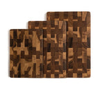 Planche découper bois acacia massif 280x180mm motif damier géométrique