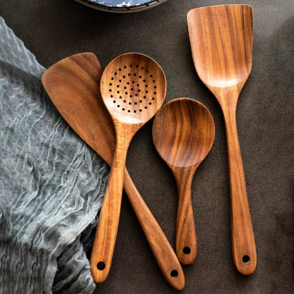 Set Ustensiles de Cuisine en Bois 8 Pièces - Maison Flambé