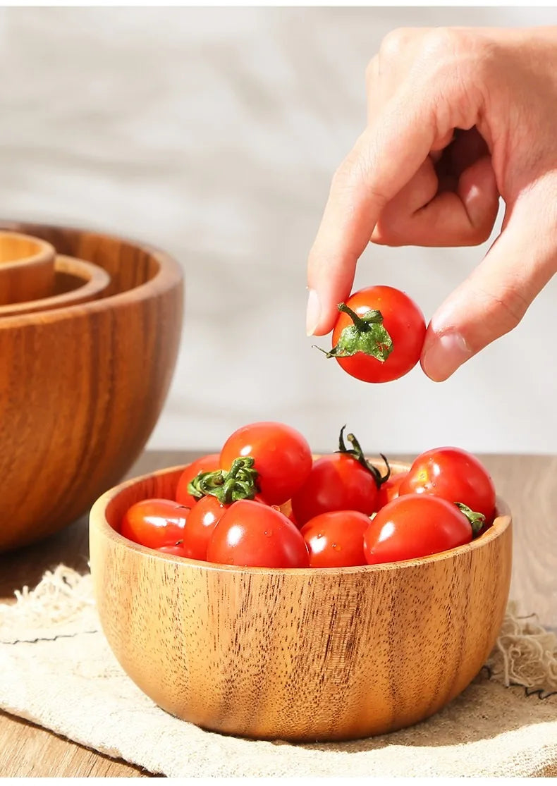 Bol Salade Bois d'Acacia Style Japonais - Maison Flambé