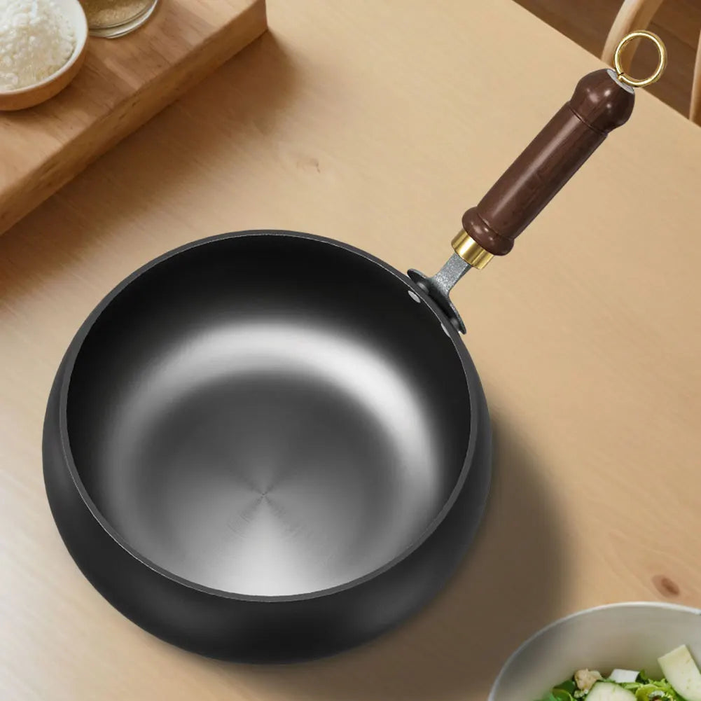 Wok Fer Manche Bois Fond Plat 20cm - Maison Flambé