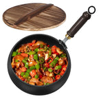 Wok Fer Manche Bois Fond Plat 20cm - Maison Flambé