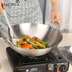 Wok Inox Double Poignée 26-34cm - Maison Flambé