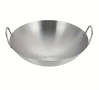 Wok acier inoxydable double poignée 26-34cm, sans revêtement, manipulation stable