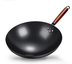 Wok en Fer 32cm Forgé Main avec Manche Bois