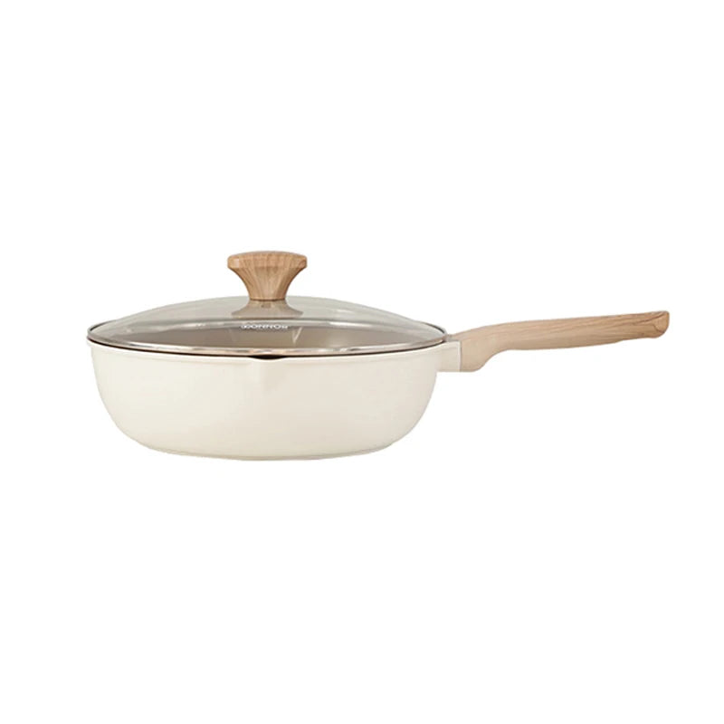  Wok antiadhésif céramique sans PFOA avec couvercle et double bec verseur

