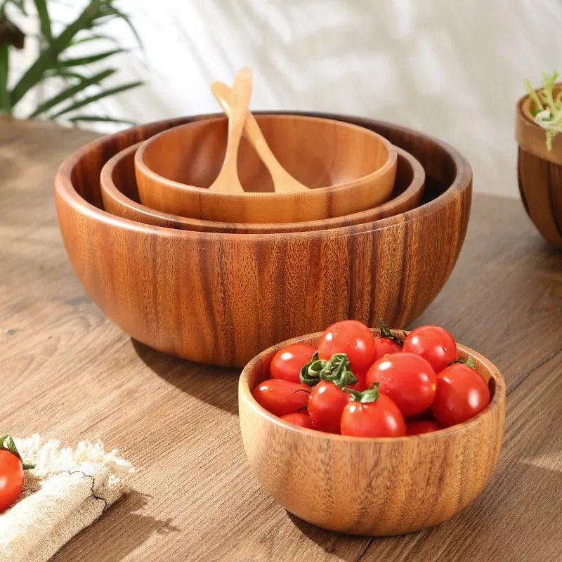 Bol Salade Bois d'Acacia Style Japonais - Maison Flambé