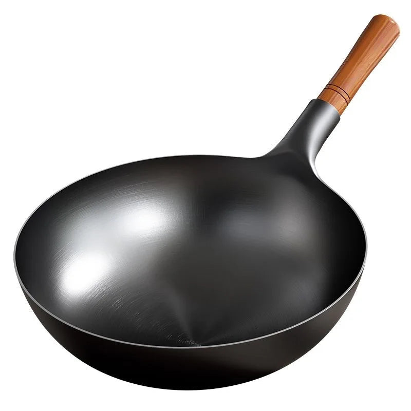 Wok Fer 36cm Sans Revêtement pour Cuisinière Gaz