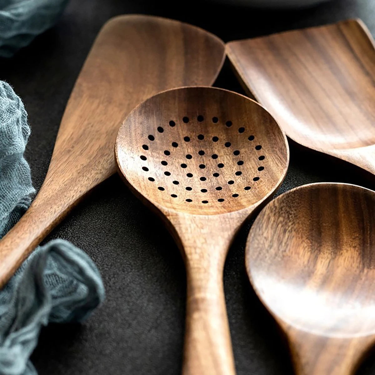 Set Ustensiles de Cuisine en Bois 8 Pièces - Maison Flambé